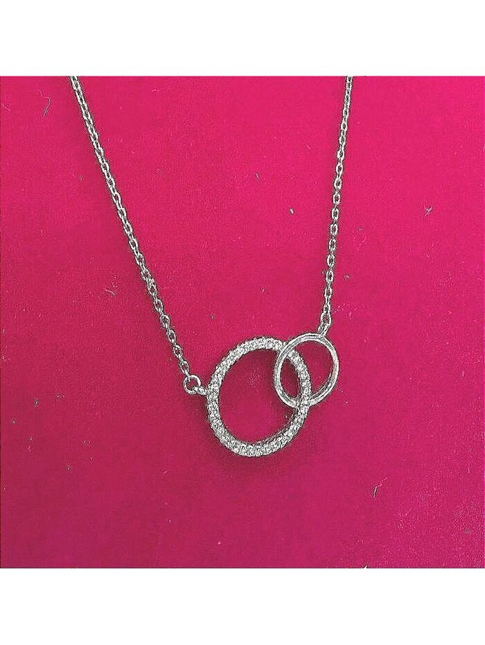 Sterling Silver Necklace with Interlocking Circles Pendant